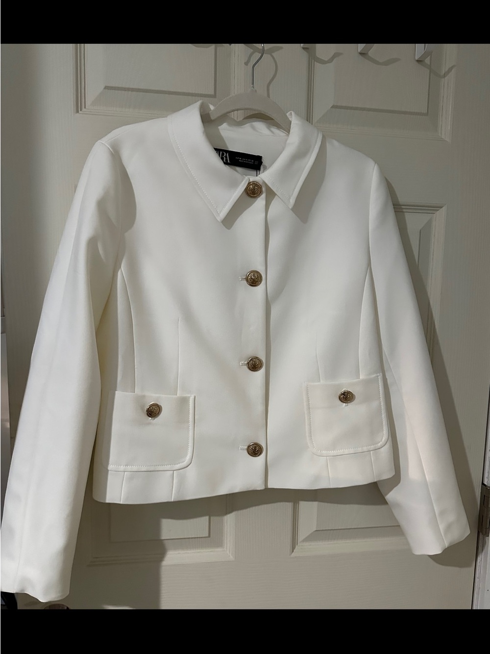 Zara Cream Buttoned Tailored Blazer